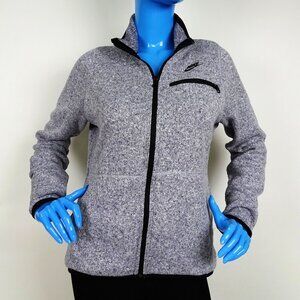 Nike Tech Heather Gray Knit Zip Up Jacket L 12 14 Performance Sportswear Collar